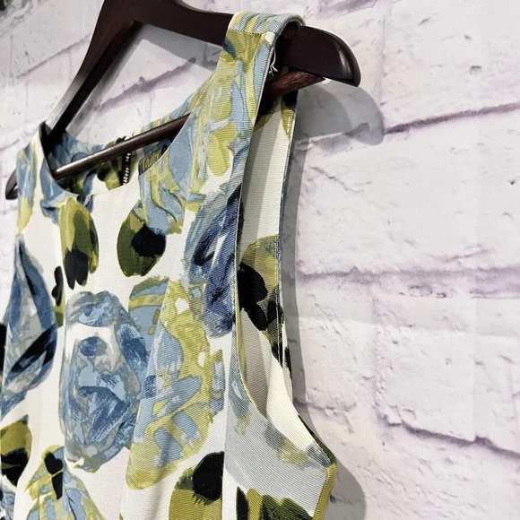 Taylor Size 12 Fit & Flare Dress Green Sleeveless Floral Pattern Lined Pleated - Picture 5 of 12